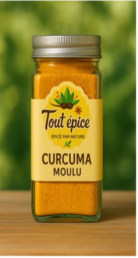 Curcuma moulu présenté en pot de 120ml