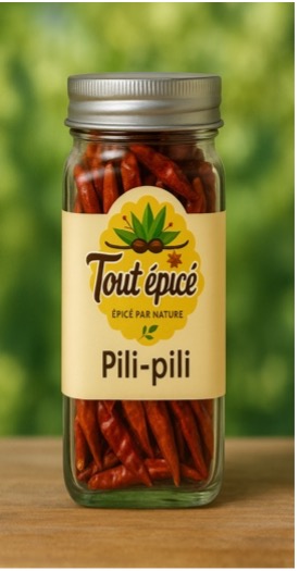 Pili-pili séchés présenté en pot de 120 ml