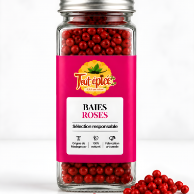 Baies roses en grain présenté en bocal de 120ml sans moulin